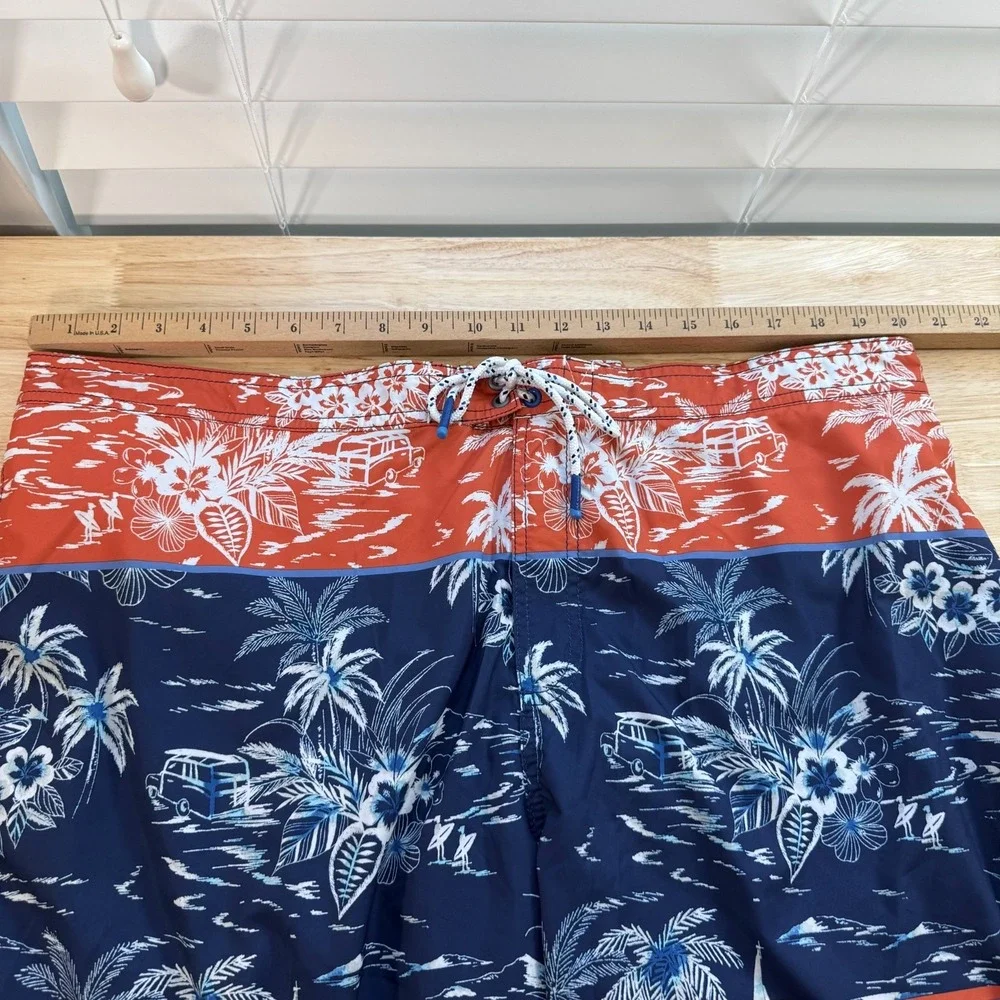 Tommy‎ Bahama Baja Palms Board Shorts Men's Blue Orange Drawstring Beach - 2XL